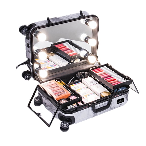 Impressions Vanity Slaycase Marble Bella Travel Makeup Case, Cosmetic Travel Bag (White Marble)