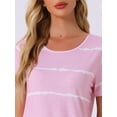 thumbnail image 5 of INSPIRE CHIC Women's Nightshirt Round Neck Short Sleeves Sleepshirt Striped Nightgown M Pink, 5 of 6