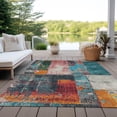 thumbnail image 5 of HomeRoots 623269 10 x 14 ft. Teal, Blue & Orange Abstract Washable Transitional Indoor & Outdoor Rectangle Area Rug, 5 of 9