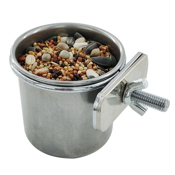 S/for M/L/XL Stainless Steel Pet Parrot Feeding Drinking Cup Water Cage Anti-turnover Hanging Bowl Cup Birds Foods