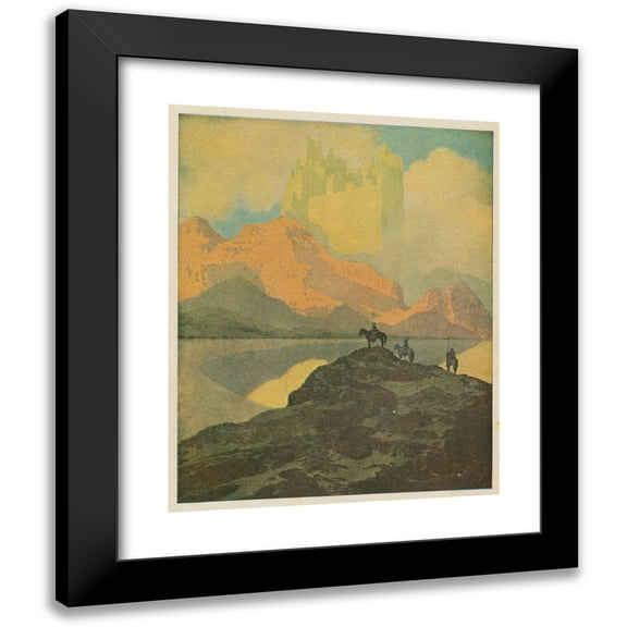 Maxfield Parrish 12x14 Black Modern Framed Museum Art Print Titled - And when They Had Ascended that Mountain They Saw a City than Which Eyes Had Not Beheld Any Greater (1909)