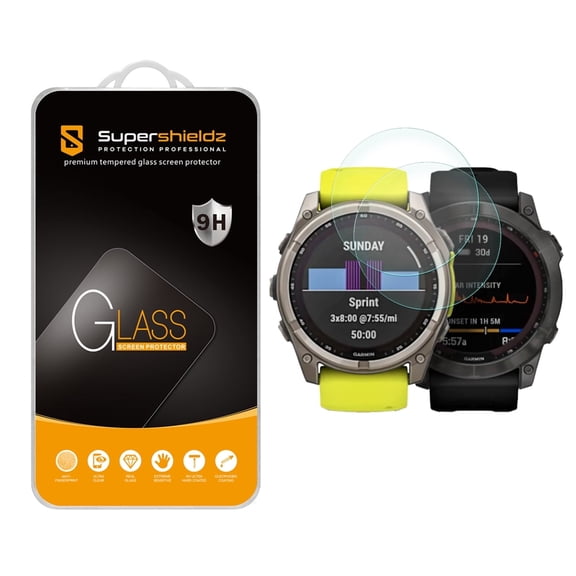 (2 Pack) Supershieldz Designed for Garmin Fenix 8/ 8 Pro (Solar/ Amoled)/ Fenix E (51mm)/ Garmin Fenix 7X/ 7X Pro (Solar/Sapphire Solar) / Epix Pro (51mm) Tempered Glass Screen Protector, Bubble Free