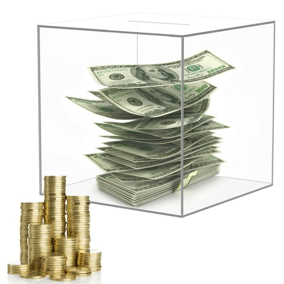 JTWEEN Hucha Banco de Dinero Acrílico Duradero Caja de Banco de Acrílico Transparente Caja de Banco de Cerdito Transparente Reutilizable Banco de Dinero Delicado Tarro de Ahorro de Dinero Fácil de Usar para Adultos y Niños