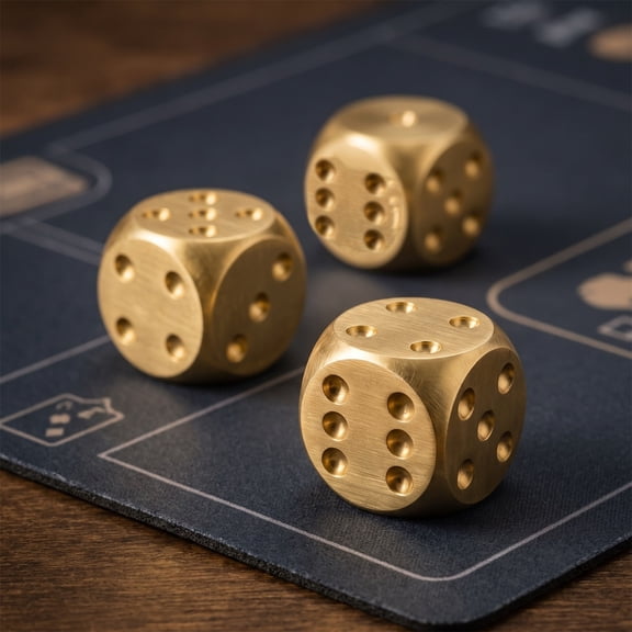 Miwamany Solid Dice Set of 3, Round Corner Metal Game Dice for Tabletop Board Games, Party Entertainment Accessories, 1.5cm Golden Dice for Family Night