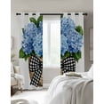 thumbnail image 4 of Blue Hydrangea Blackout Curtains for Bedroom Living Room Darkening Curtains 84 Inch Length 2 Panels Set Modern Watercolor Flower Leaf Bow Window Curtain Window Treatment Grommet Drapes 42"x84", 4 of 9