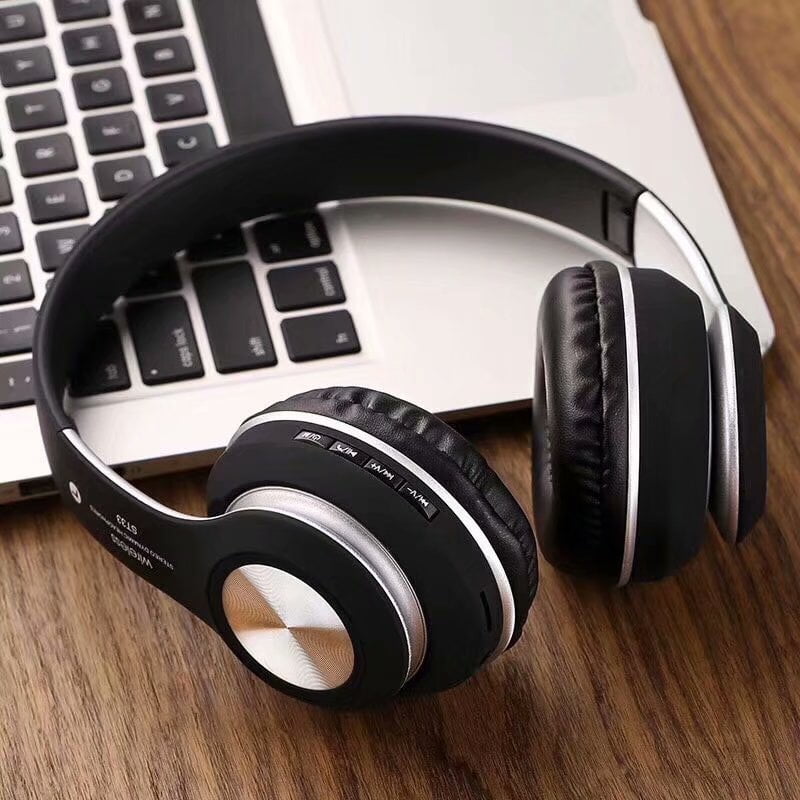 Wireless Bluetooth 4.2 Over-The-Ear Foldable Headphones Headset with Mic, for TV PC Computer Phone, with NFC, Wired Mode