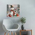 thumbnail image 2 of JEUXUS Snowman Picture Decor Wall Art Winter Birch Forest Scene Poster Canvas Print for Happy Christmas New Years Gift 16x16in, 2 of 4