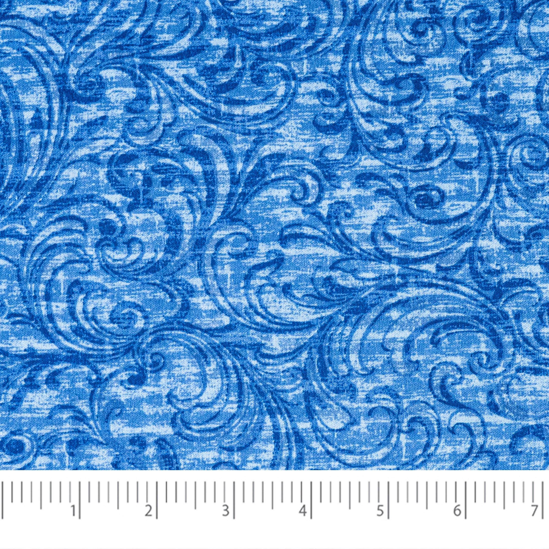 Waverly Inspirations 1 Yard Cut 100% Cotton Prints Fabric Scrolls Denim 44" Wide for Quilting & Sewing