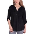 thumbnail image 1 of NY Collection 3/4 Sleeve Roll Tab Pintucked Front Pullover, 1 of 3