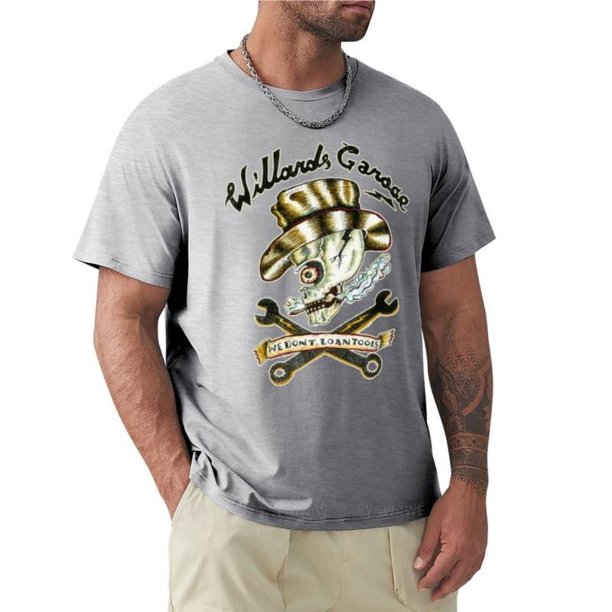 Willard's Garage We Don't Lend Tools camiseta Retro Vintage para hombre Camiseta de cuello redondo camiseta negra para hombre tops de algodón