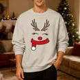 thumbnail image 3 of Christmas Sweatshirt for Men Women Long Sleeve Crewneck Loose Casual Funny Reindeer Face Graphic Sweatshirts Pullover Tops, 3 of 7