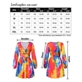 thumbnail image 6 of Women Deep V Neck Empire Waist Skater Dress Long Sleeve Tie Dye Printed Casual Swing Dresses, 6 of 9