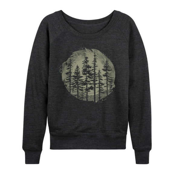Instant Message - Watercolor Pine Trees - Women's French Terry Long Sleeve Shirt