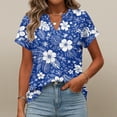 thumbnail image 7 of BOMYJESK Women's Tops Short Sleeve V Neck Tee Shirts Business Casual Floral Print Basic Blouses 2026 Summer Fashion Going Out Loose Fit Outfits Blue L, 7 of 7