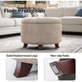 thumbnail image 6 of Hyxoo Round Ottoman, Ottoman with Storage, 24.5 Dia. x 17 H Inches Foot Rest Stool with Legs for Bedroom, Living Room, Decorative Home Furniture-24.5"D x 24.5"W x 17"H-Beige, 6 of 8