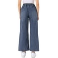 thumbnail image 3 of Jeans de pierna ancha para mujer INSPIRE CHIC con cordón y cintura elástica, pantalones de mezclilla casuales con bolsillos, gris azul L, 3 of 6