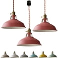 thumbnail image 1 of FSLiving J Track Pendants Lighting Iron Art Iron Macaron Red Decoratefor Instant Pendant Light for Cabinet Kitchen Island Customizable Track Lighting Bulbs Not Included - 3 Lights, 1 of 7