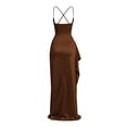 thumbnail image 4 of Dvprdro Spaghetti Strap Satin Side Slit Fitted Pencil Maxi Dress for Women Adjustable Straps Solid Summer Night Out, 4 of 6