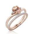 thumbnail image 3 of Gorgeous Minimalist 1.75 Carat Pear Cut Morganite And Diamond Moissanite Unique Engagement Ring, Affordable Wedding Ring, One Matching Band In 10K Solid Rose Gold Gift For Her Love, Bridal Ring Set, 3 of 3