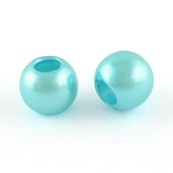 BD567 - 100 pcs Blue Smooth ABS Plastic Ball Spacer Beads - 12mm - Large Hole: 5mm - Fits European Cords and Paracord!