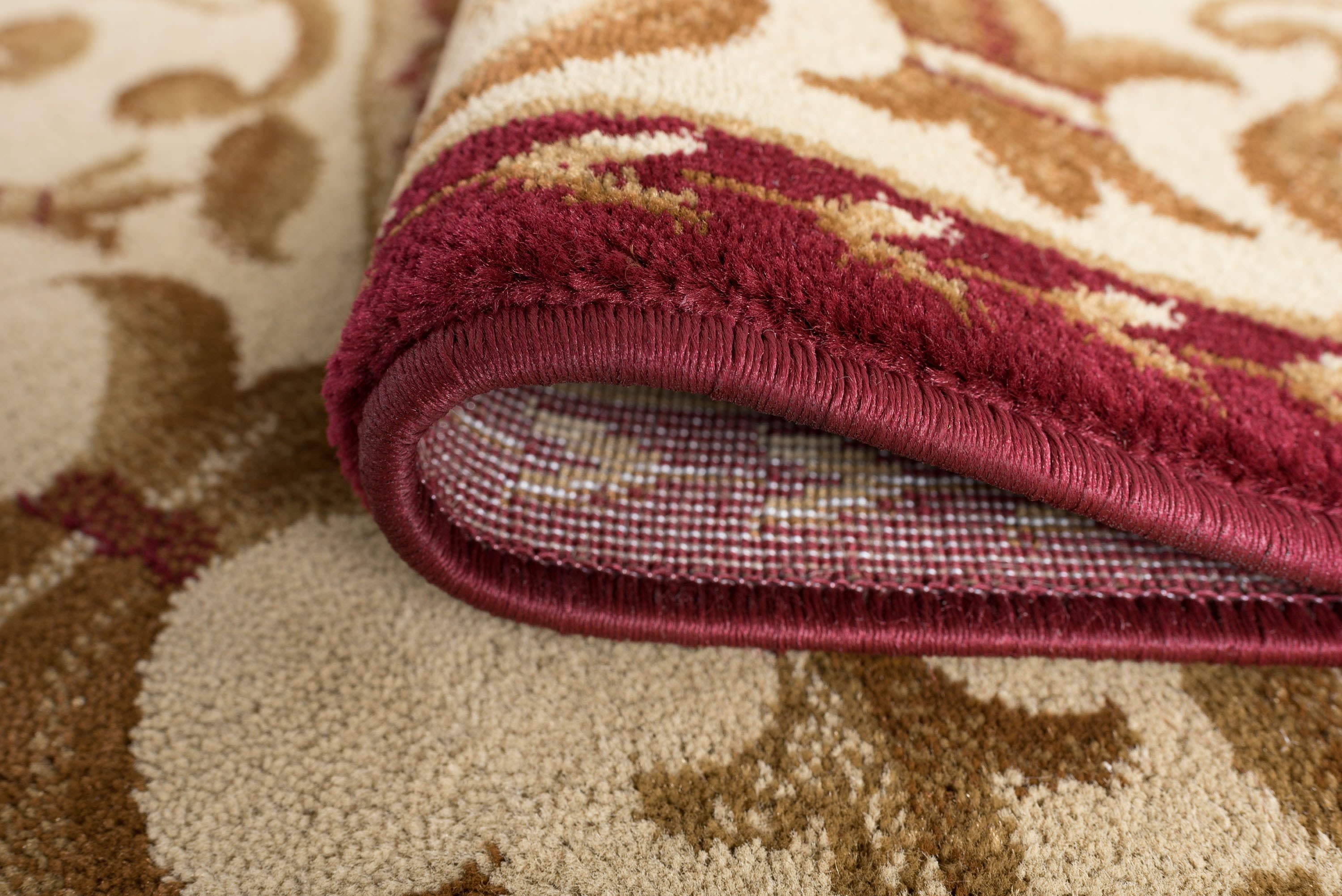 Sensation Traditional 2' x 10' Red and Beige Polypropylene Indoor Area Rug