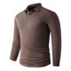 thumbnail image 1 of Blusa y camisa de manga larga con cuello vuelto para hombre, color liso, informal, elástica, deportiva, con botones, blusa de manga larga con cuello vuelto para hombre, tops de poliéster para hombre, 1 of 9