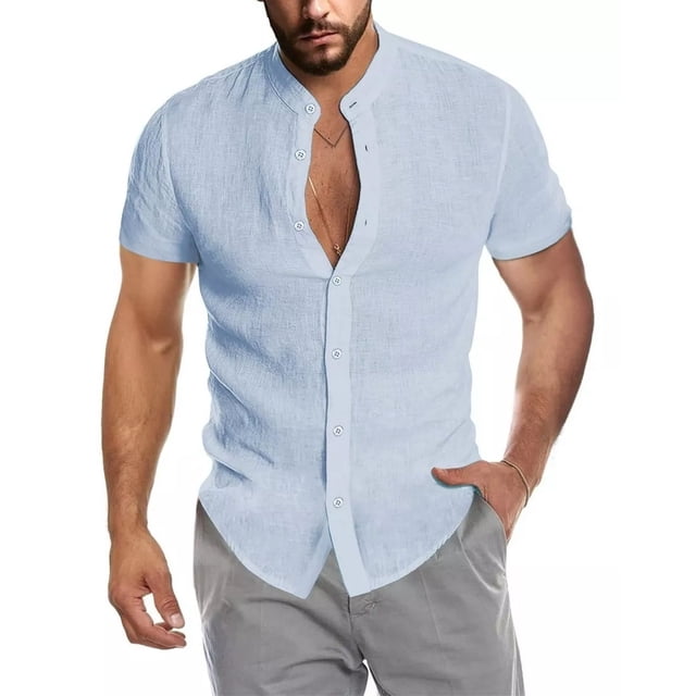 Camisa De Lino Hombre Caballero Moda Casual Italia