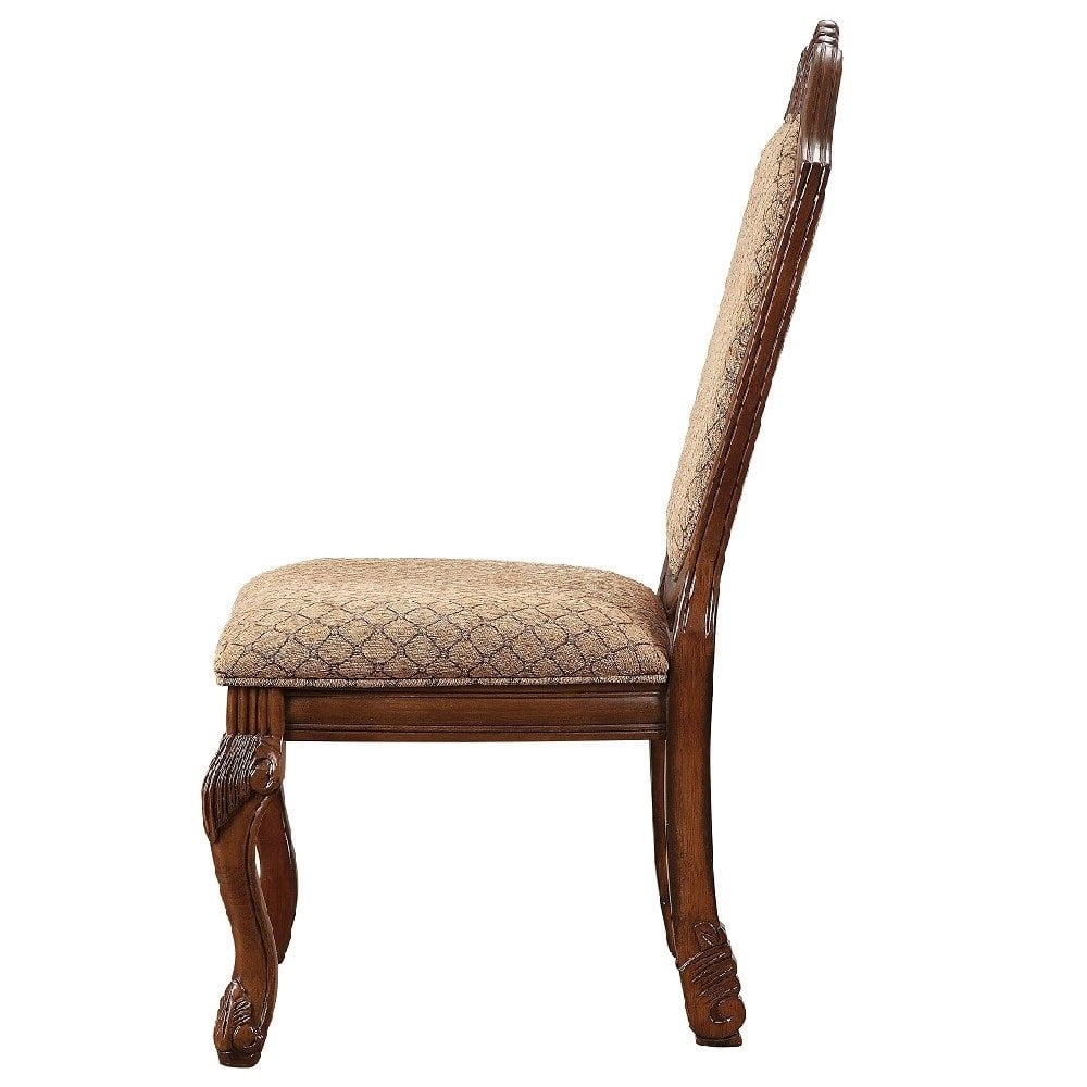 Acme Furniture Chateau De Ville Traditional Fabric Dining Chairs, Cherry (Set of 2)