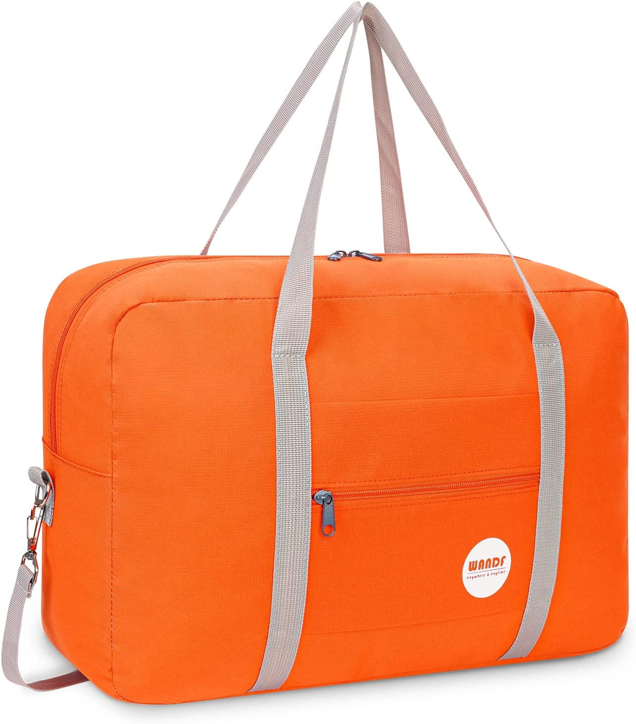 Travel Duffel Bag Underseat Foldable Carryon Luggage for Women,18x14x8,Orange with Shoulder