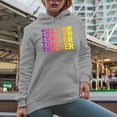 thumbnail image 2 of Teacher, School or Teaching Profession Themed, Groovy Retro Wavy Text Merch Gift, Heather Grey Hooded Sweatshirt or Hoodie, 3XL, 2 of 5