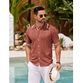 thumbnail image 3 of COOFANDY Men's Knit Button Down Shirt Vintage Short Sleeve Polo Shirts Casual Beach Tops, 3 of 6