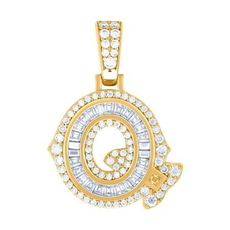 925 Sterling Silver Yellow-tone Unisex 0.67ct, 0.46ct Baguette Round Moissanite Letter Name Personalized Monogram Initia