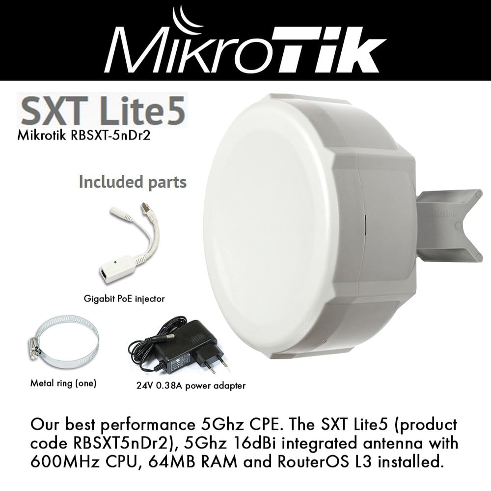 Mikrotik SXT Lite5 Outdoor Device RBSXT-5nDr2 5Ghz CPE 16dBi Dual
