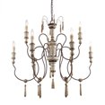 thumbnail image 4 of LNC 9-Light French country/Cottage Distressed Gray off-white wood Candle Shape Large Chandelier, 4 of 12