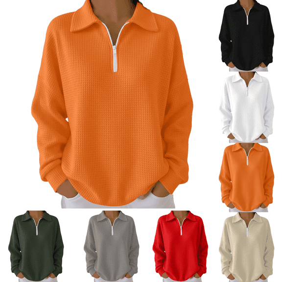 Mifsaly Quarter Zip Sweatshirt Women Oversized Long Sleeve Pullover Sweatshirts Office Travel Fashion Loungewear Tops Workout Spring Fall Outfits L