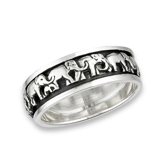 Spinner Oxidized Elephant Animal Ring .925 Sterling Silver Band Jewelry Female Male Unisex Size 12