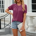 thumbnail image 2 of WREESH Women's Puff Sleeve Round-Neck Tunic Top Summer Dressy Casual Solid Color Blouse Wine, 2 of 8
