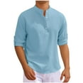 thumbnail image 1 of pstuiky camisa de manga larga para hombre, Camisa informal de moda para hombre, con cuello en V y mangas cortas, transpirable y con botones. camisetas de hombre xxl, 1 of 4