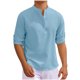 thumbnail image 1 of pstuiky Camisas casuales de manga larga para hombre, Camisa informal de moda para hombre, con cuello en V y mangas cortas, transpirable y con botones. camisetas de hombre xxxl, 1 of 4