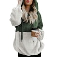 thumbnail image 4 of zhongxinda Casual Women Autumn Winter Patchwork Sweatshirt Thick Warm Hooded Long Sleeve Wild Woolen 4XL Plus Size Tops Pullover, 4 of 6