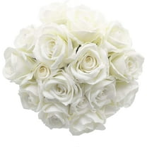 Artificial Rose in Bulk Wholesale 20pcs 10'' Velvet Silk Rose with Wire Stem Real Looking Fake Flower for Wedding Bridal Bouquet Home Décor Flower Wall Hair Flower Hat Trim (White)