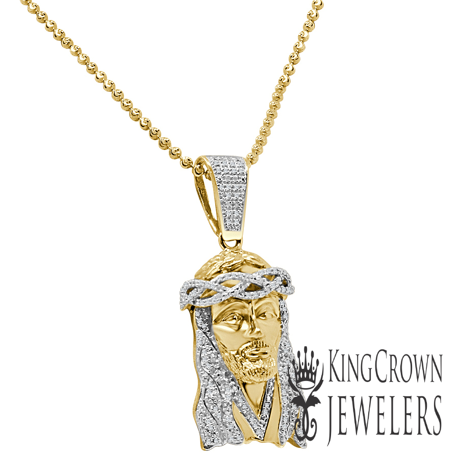 King Crown Jewelers Genuine Real Diamond Yellow Gold Finish Mens Mini