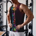 thumbnail image 5 of Zufioo Neon Psychedelic Giraffe Print Men's Vest, Sleeveless Quick-drying Muscle T-shirt, Suitable for Sports Fitness, Home Leisure Wear-4X-Large, 5 of 7