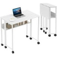 thumbnail image 1 of 24.8" Portable Computer Table,135 lb Capacity,Rolling Computer Table on Wheels, Sturdy Iron Frame,Easy Assembly,Space-Saving Collapsible Laptop Desk with Storage Shelf, 1 of 23