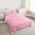 thumbnail image 3 of Feelyou Kid Bowknot Full Size Comforter Sets, Cartoon Pink Butterly Bedding Sets, 3pcs, 3 of 8
