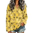 thumbnail image 2 of Women Waffle Knit Long Sleeve Blouse Henley Neck Half Button Shirt Loose Fit Casual Tunic Top L, 2 of 7