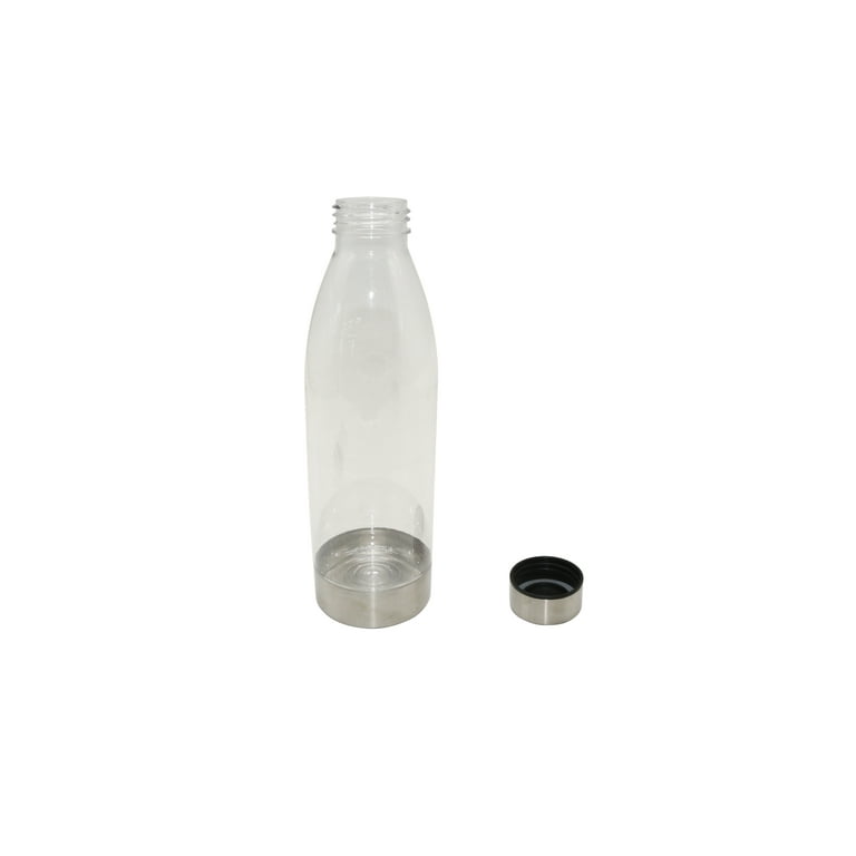Mainstays 22 oz Clear and Silver Plastic Water Bottle with Screw