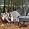 thumbnail image 5 of Oversized Outdoor Double Camping Chair with Strap, Heavy Duty Padded Portable Folding Loveseat for Adults, 2 Person Camping Couch with Cup Holders, Glass Holders, Back Storage Bag, Gray, 5 of 8