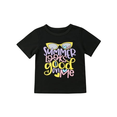 

Peyakidsaa Newborn Baby Boys Girls T-Shirt Cute Cartoon Letter Printed Short Sleeve Round Neck Casual Tops