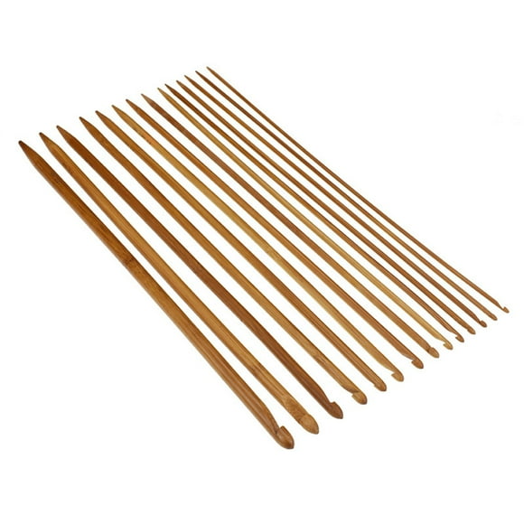 KAKOWELY 14PCS Bamboo Wood Crochet Hook DIY Weaving Crochet Kit Portable Knitting Tool Set Lightweight DIY Knitting Needle Kit Eco-friendly Knitting Crochet Hook Kit for Beginners Women